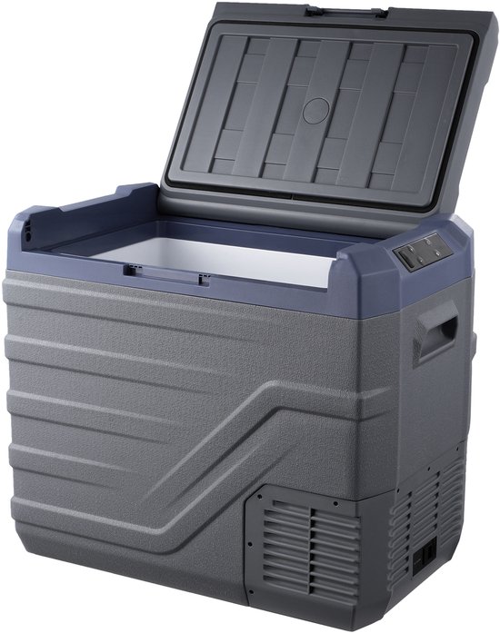 Autokoelkast, 45L 12V, Eén Zone Draagbare Diepvriezer, Ingebouwd Licht, -4℉-68℉, 12/24V DC, 100-240V AC Compressor Koeler voor Buiten, Kamperen, RV, Grijs van Bodega