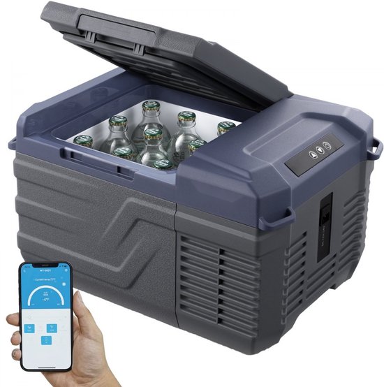 Autokoelkast - Compressor Koelbox/Vriezer 9 Liter - AC/DC 12/24V & 100-240V - Temperatuurbereik -20°C tot 20°C - Enkele Zone - Draagbaar - Voor Camping & Camper