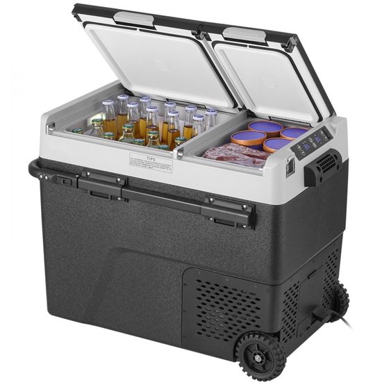 Autokoelkast - Draagbare compressor koelbox en vriezer - 58 L - Dubbele zone - Temperatuur -20°C tot +20°C instelbaar - 12V