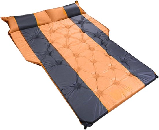 Automatisch Opblaasbaar Slaapmat - Luchtbed Auto - Kamperen en Reizen - Hoge Dichtheid Schuimkern - 180x132x5 cm - Oranje