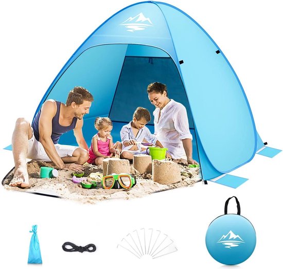 Automatische draagbare pop-uptent voor 2-4 personen - UV-bescherming 50+ en windbescherming - Camping strandtent met draagtas van Glymnis