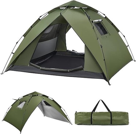Automatische Pop-Up Campingtent Voor 3-4 Personen - Instant Familietent Met Dubbele Laag - Waterdichte Koepeltent Met UV-Bescherming - 4 Seizoenen Tent - 230 × 230 × 150 cm