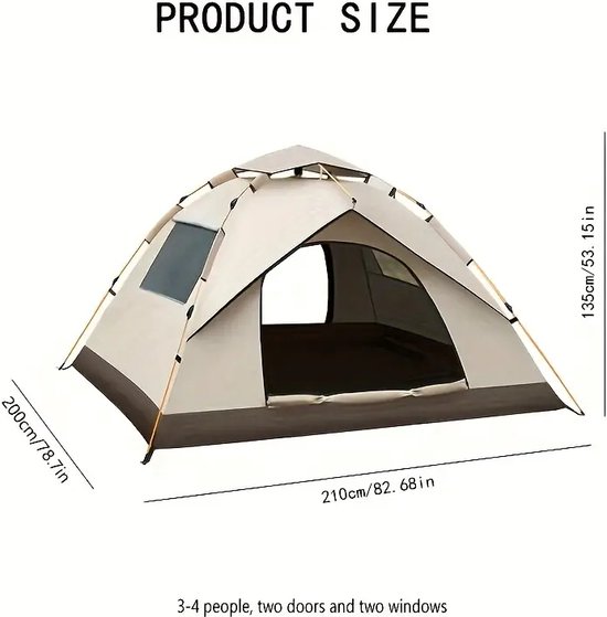 Automatische Pop-up Kamperen Tent voor 2-3-4 Personen - Camping Tent -Waterdichte Zonnetent -Inclusief Grote Draagtas- Draagbare Tent voor Buiten - Ideaal voor Gezinscamping en Buitenactiviteiten - Groen van Merkloos