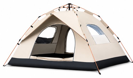Automatische Pop-up Tent 2-3 Persoons – Snel Opzetbaar – 210 x 190 x 135 cm – Waterdichte Kampeertent met Draagtas – Beige
