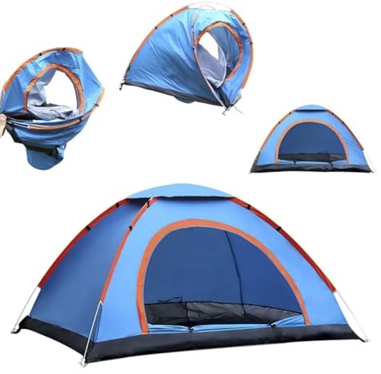 Automatische pop-up tent voor 2 personen - waterdicht 3000 mm - UV-bescherming - winddicht - inclusief opbergtas - bruin van Merkloos