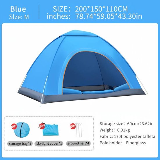 Automatische Snel Openende Kampeertent, Draagbare Buiten Strand Zonnescherm Tent voor 2-3 Personen