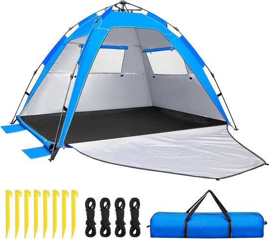Automatische Strandtent met Ritssluiting en UV-bescherming 50+ - Windbescherming - Strandtent voor 3-4 Personen van Lutanu