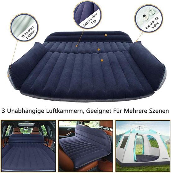 Automatras, opblaasbaar matras voor SUV, auto, camping, opblaasbaar bed voor de achterbank van de auto, dik luchtbed, automatras voor reizen, camping, outdoor-activiteiten