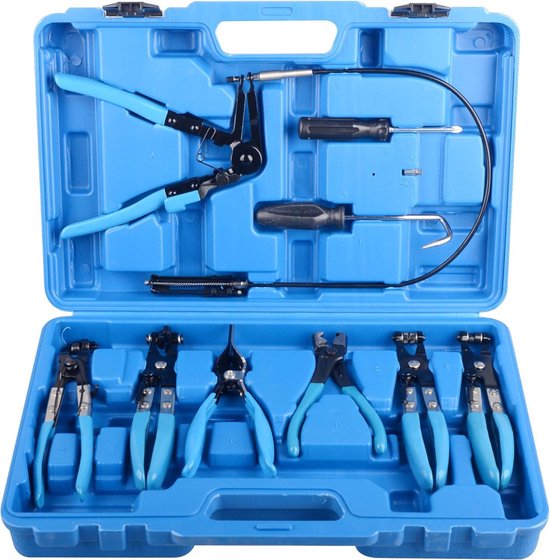 Automotive Draad Lange Bereik Slang Klem Tang Set - 9 Stuks - Stookolie Waterslang Auto Gereedschap - Blauw van CARSC✔