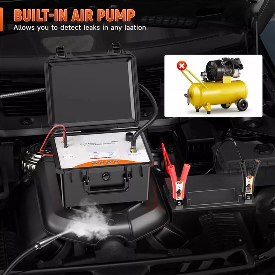 Automotive Mistmachine - Auto Rooklekdetector - EVAP Lekdetectie - Vacuüm Tester - 12V - 0.44-0.5 psi - Diagnostische Tool - Turbo Lektest - Diagnostische Analyzer met Geïntegreerde Luchtpomp - voor Auto's van Merkloos
