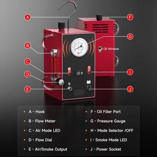 Automotive Mistmachine - EVAP Lekdetectie & Olie Rookgenerator - 12V - Diagnostische Tester met Ingebouwde Pomp van Merkloos