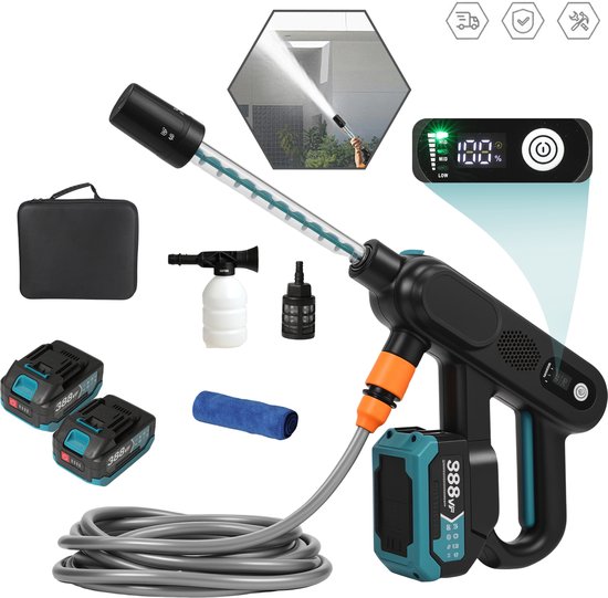 Autowaspistool - Hogedruk - Borstelloos - Elektrisch - 3 Versnellingen