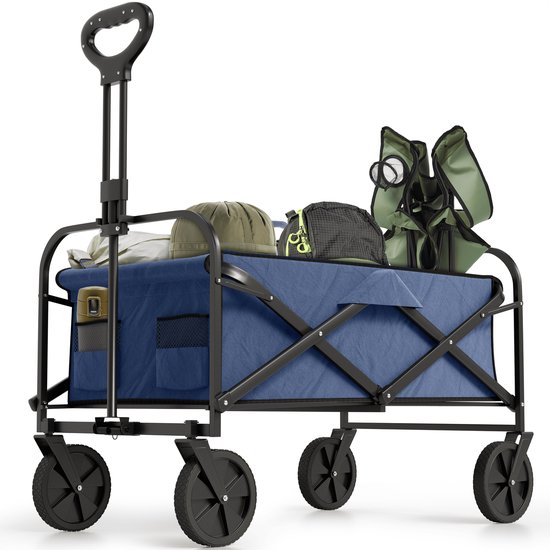 Avalo Bolderkar - Opvouwbaar - Tot 90KG - 80x47x49 CM - 80L - 360º Wielen - Blauw van Avalo