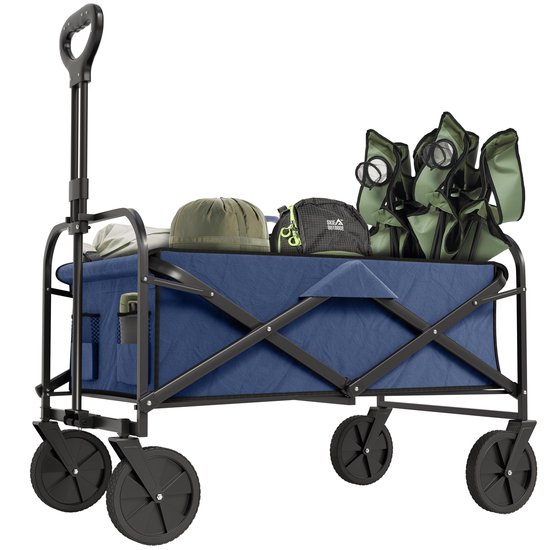 Avalo Bolderkar XL - Opvouwbaar - Tot 110KG - 91x51x103 CM - 120L - 360º Wielen - Blauw van Avalo