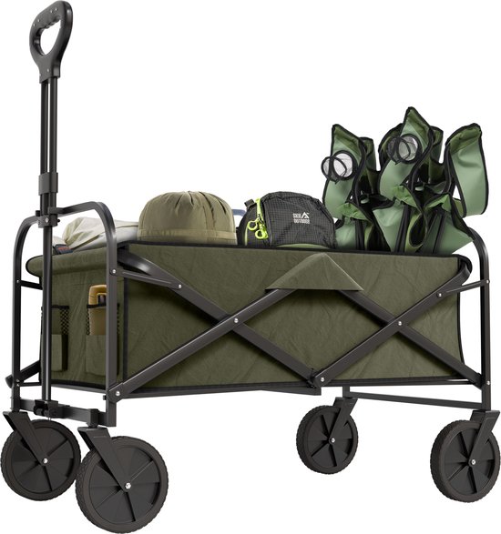 Avalo Bolderkar XL - Opvouwbaar - Tot 110KG - 91x51x103 CM - 120L - 360º Wielen - Groen van Avalo