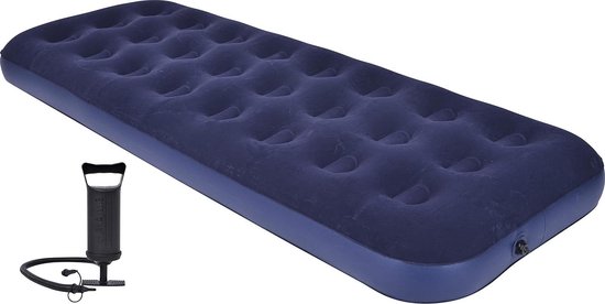 Avenli Combo Bevlokte matras enkele set handpomp 700 CC inclusief 1917322 cm uniseks volwassenen blauw Twin - opblaasbare campingmatras met pomp van Avenli