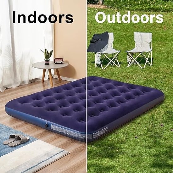 Avenli Luchtbed 2 persoons | 191 x 137 x 22 cm | Donkerblauw | Campingmatras | Luchtmatras 2 persoons | Opblaasbaar Matras van Merkloos