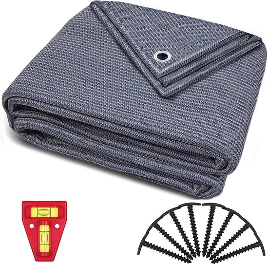 Awning carpet 250 x 500 cm - camping outdoor carpet blue/grey - camping awning carpet is made of polyethylene (HDPE) with stainless steel eyelets, robust and washable van Campoline