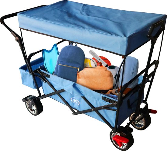 AXI AB210 Opvouwbare Bolderwagen in Blauw - Bolderkar met dak, tas, rem en duwstang - Max. 80kg - Metaal van Axi