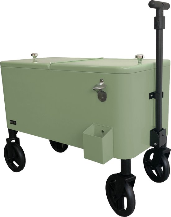 AXI Bolderwagen Cooler Go in Groen - Bolderkar - Koeler met wielen - 76L inhoud - Koelbox met aftapkraan van Merkloos