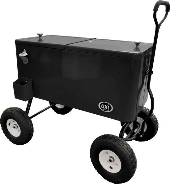 AXI Bolderwagen Cooler in Zwart - Bolderkar - Koeler met wielen - 76L inhoud - Koelbox met aftapkraan van Axi