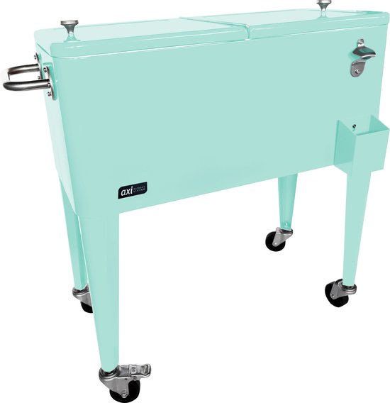 AXI Retro Cooler Mint - Koeler met wielen - 76L inhoud - Koelbox met aftapkraan van Merkloos