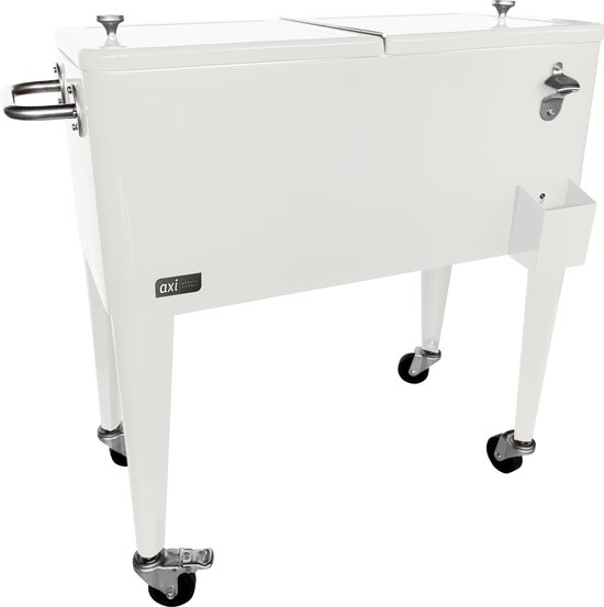 AXI Retro Cooler Wit - Koeler met wielen - 76L inhoud - Koelbox met aftapkraan van Merkloos