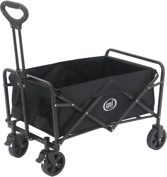 AXI SB120 Opvouwbare Bolderwagen – Zwart – Met Trekstang, Remmen en Hoes – 60 kg Draagvermogen – Eenvoudig mee te nemen - Metaal van Merkloos