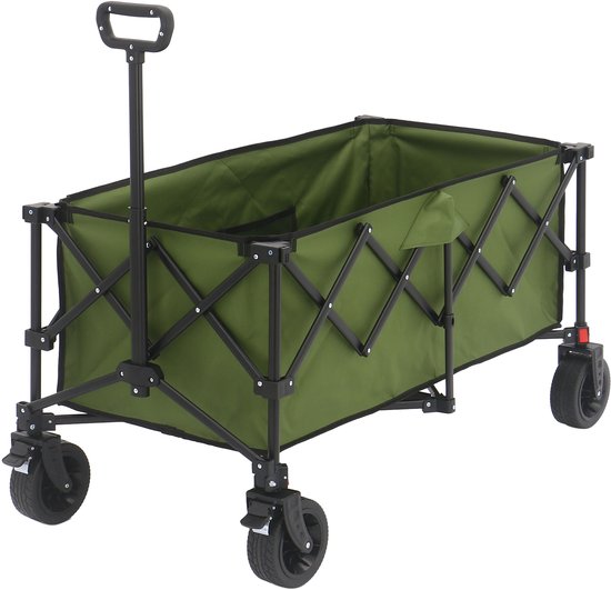 AXI SB141 Opvouwbare Bolderwagen – Groen – Met Trekstang, Remmen en Hoes – 100 kg Draagvermogen – Eenvoudig mee te nemen - Metaal van Merkloos