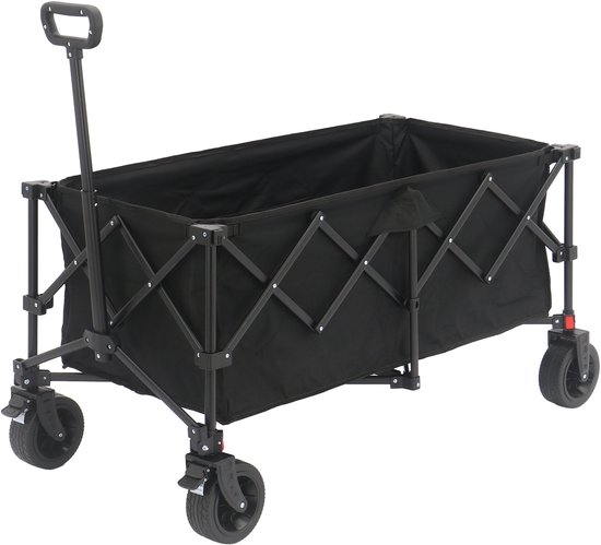 AXI SB141 Opvouwbare Bolderwagen – Zwart – Met Trekstang, Remmen en Hoes – 100 kg Draagvermogen – Eenvoudig mee te nemen - Metaal van Merkloos