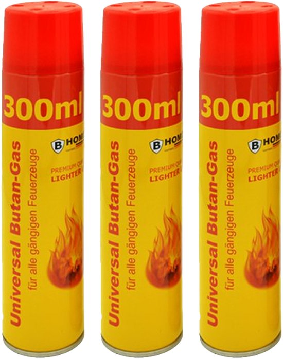 B-Camping Aansteker gas - 3x - 300 ml - butaan gasfles - navulling - voor kooktoestellen/aanstekers
