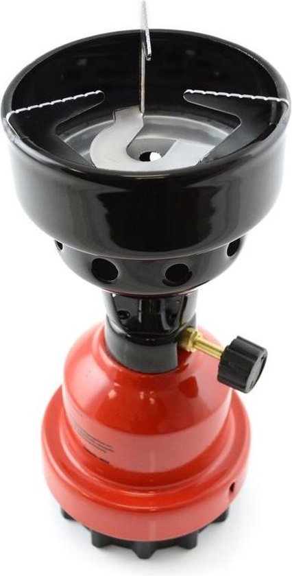 B Camping Germany Camping Gasstel - Kooktoestel voor Camping - Inclusief Kolenbrander en Opzetstuk voor Kleine Pannen - Rood van Merkloos