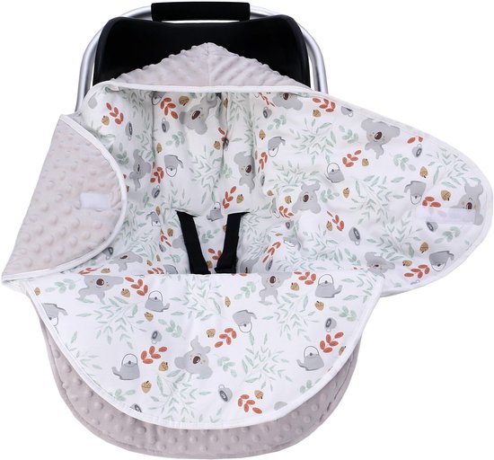Baby Katoen Wikkeldeken voor Babyschaal, Winter, Buggy, Slaapzak, Universele Voetenzak, Babydeken, Inbakerdoek voor Kinderwagen, Autostoeltje, 3-12 Maanden, Koala M (3-12 M)