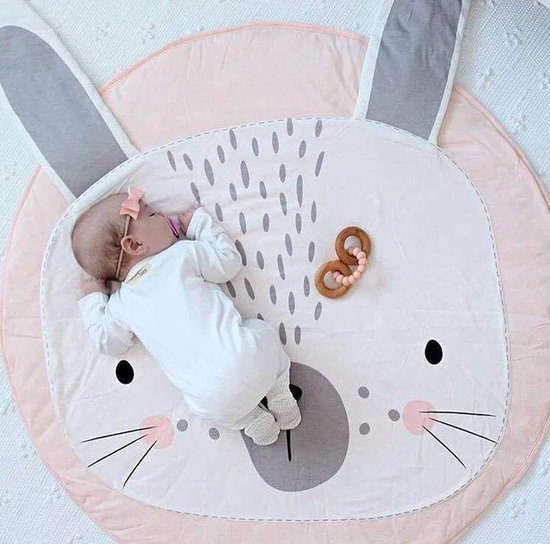 Baby Kruipmat Cartoon - Dier Baby Speelkleed Speeldeken Katoen Zacht Slaapkleed voor Baby Kids - 90CM (Roze Konijn) van Merkloos