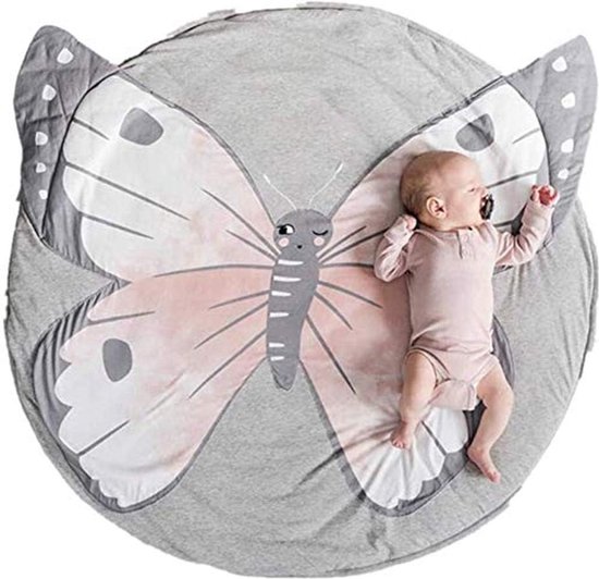Baby Kruipmat Cartoon Dier Baby Speelkleed Speeldeken Katoen Zacht Slaapkleed voor Baby Kids 90CM (Vlinder) van Paco Home