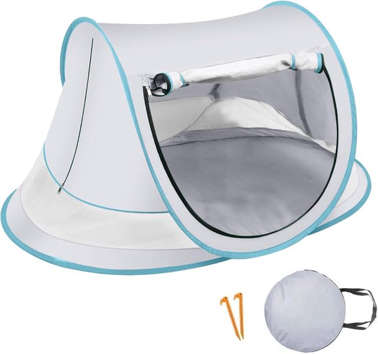 Baby Strandtent - 110x70x50cm - Pop-up Babytent - met UPF50+ Uv-Bescherming - Draagbare Baby Strandtent - Winddicht Reistentje voor Peuters - Compact Opvouwbare Schaduwtent - voor Tuin en Camping - Grijs