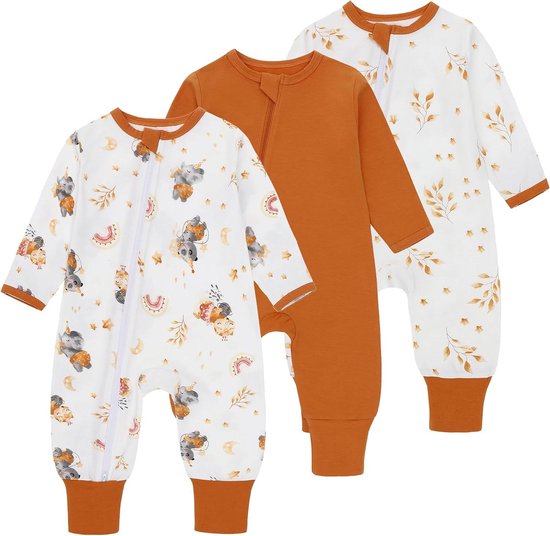 Baby Summer Sleeping Bag 3 Pack 0.5 Tog with Feet and Sleeves 100% Cotton Breathable for Boys Girls 6-9 Months Orange van Merkloos