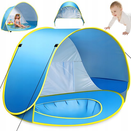 Baby Tent - Pop-up UV Zwemtent - Strandtent - UPF50+ Zonbescherming - 120x80x70cm - Ingebouwd Waterbassin - Voor Strand, Tuin & Zwembad van Merkloos