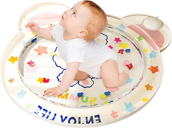 Baby Watermat - Opblaasbaar kussen - Interactief spelen - Ingebouwde luchtpomp - 80 cm - Wit