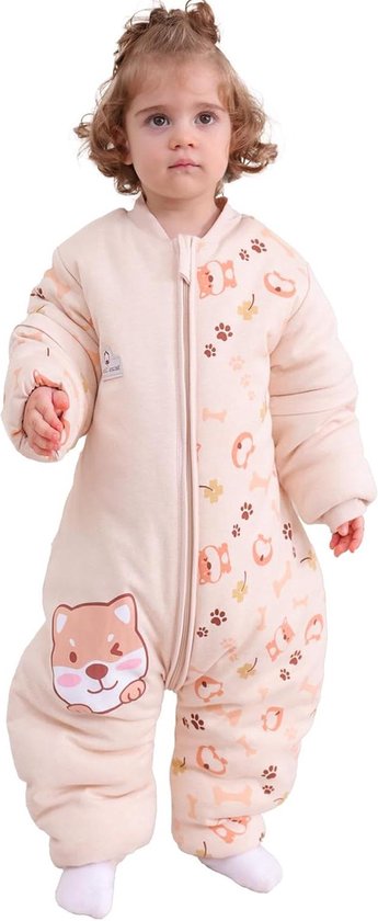 Babyslaapzak met lange mouwen en voeten - 3.5 TOG winterslaapzak voor kinderen met pijpen - Pup babyhoogte 95-105 cm van Puckababy