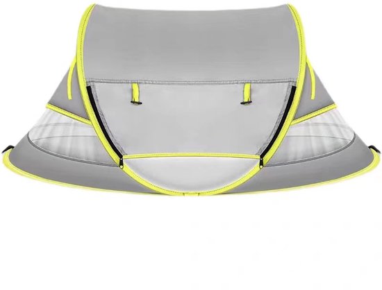 Babytent met UV-bescherming - Pop-up Strandtent voor Baby - UPF 50+ Zonbescherming - Inclusief Muggennet en Opbergtas - Wind- en Zandbestendig - Opvouwbaar Baby Strandbedje voor Buiten en Strand-grijs