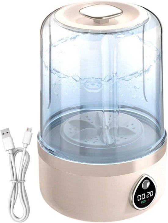 Babywasmachine - Mini reiniger - Ondergoed wassen - USB oplaadbaar - 14 x 14 x 14 cm - Blauw