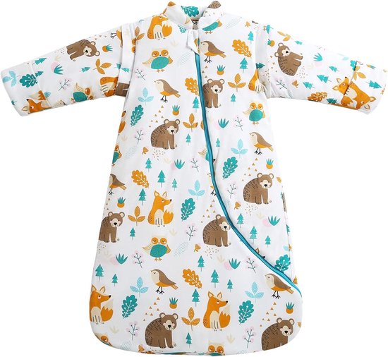 Babywinterslaapzak van biologisch katoen verschillende maten (dierenwereld) - 0.35 TOG, geschikt van geboorte tot 4 jaar - M: 75 cm / 90 cm / 6-18 maanden van Little Dutch