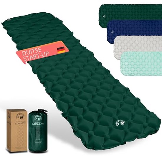 Backpacker's Journey Isomat Camping Matras Outdoor Luchtmatras, Ultralicht met Kleine Pakmaat, Ideaal voor Wandelen, Kamperen en Outdoor (Donkergroen) van Backpacker's Journey