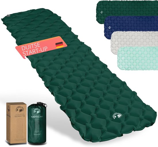 Backpacker's Journey Isomat Camping Matras Outdoor Luchtmatras, Ultralicht met Kleine Pakmaat, Ideaal voor Wandelen, Kamperen en Outdoor (Donkergroen) van Merkloos