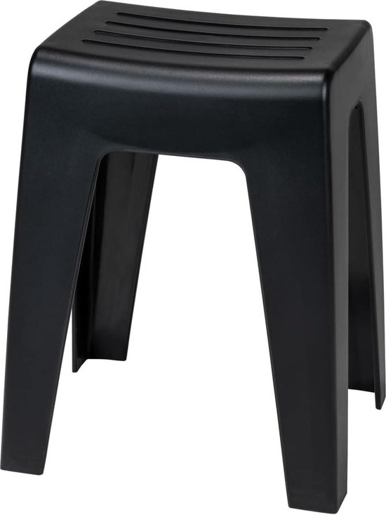 Badkamerkrukje in modern design van kunststof - belastbaar tot 120 kg - zwart - 38 × 47 × 32 cm pop up stool van Wenko
