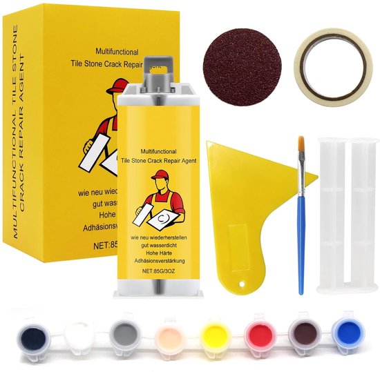 Badkuip Reparatie Set - Keramiek Herstel - Beschadiging Verhelpen - Sneldrogend & Sterk - 85g Inhoud - Wit van Merkloos