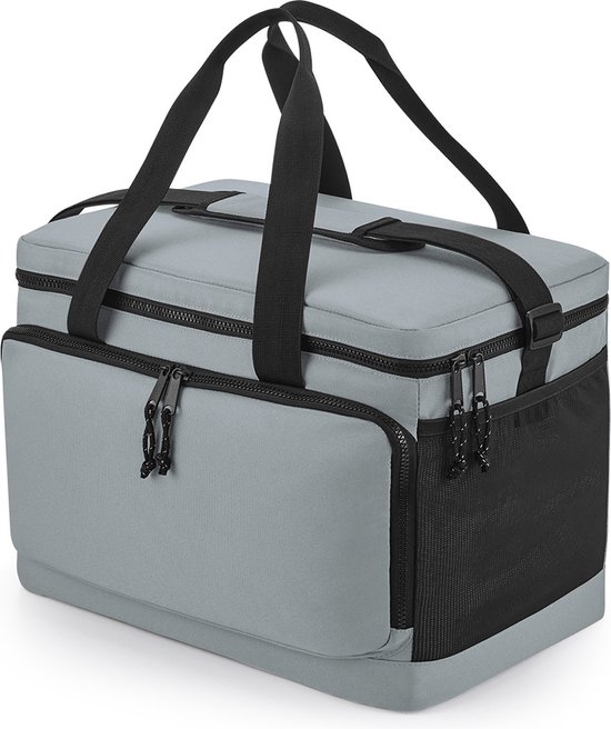 Bagbase Grote strand/camping koeltas model Bali - 40 x 26 x 28 cm - 2 vakken - grijs/zwart van Bagbase