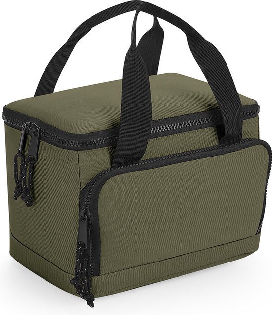 Bagbase koeltasje/lunch tas model Compact - 24 x 17 x 17 cm - 2 vakken - military groen - klein model - kwaliteit van Bagbase