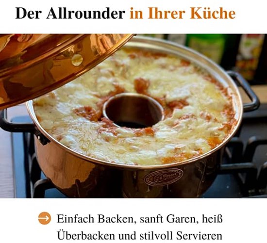 Bakpan van koper - 24 cm diameter voor camping en grill